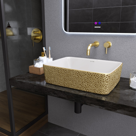 Раковина накладная (48х37) Grossman Color GR-3016GWL, золото